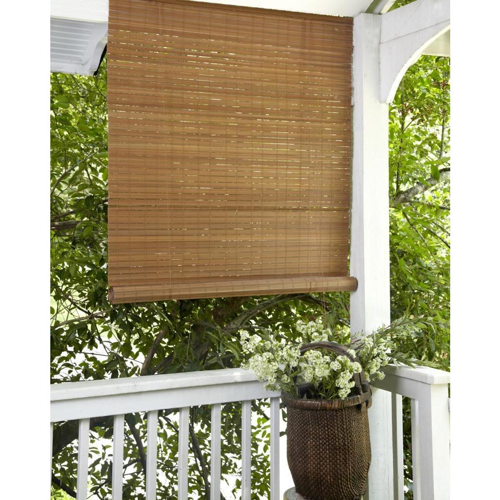 Fruitwood Brown Outdoor Roll Up Patio Shade Brown Finish