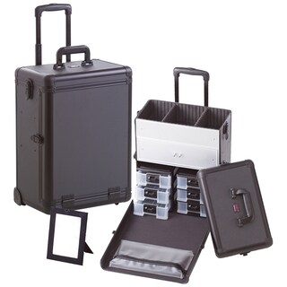 Seya Professional Black Aluminum Rolling Makeup Case