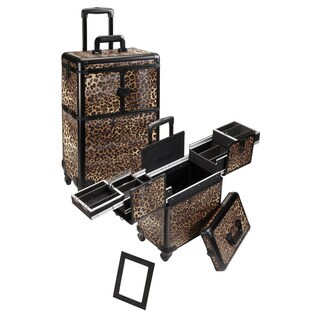 Seya Leopard 4-wheel Spinner Rolling Makeup Case