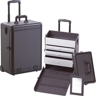 Seya Professional Black Aluminum Rolling Makeup Case