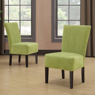 Portfolio Duet Emma Spring Green Velvet Upholstered Armless Chair (Set of 2)