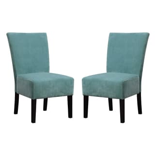 Special Offers Portfolio Duet Emma Turquoise Blue Velvet Upholstered Armless Chair (Set of 2)