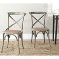 Safavieh Franklin X-back Distressed Colonial Walnut Oak Chairs (Set of 2)