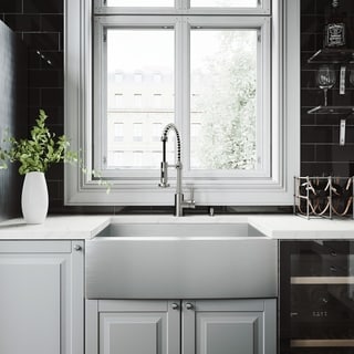 VIGO 33-Inch Farmhouse Satin-Finish Stainless-Steel Kitchen Sink, Two ...