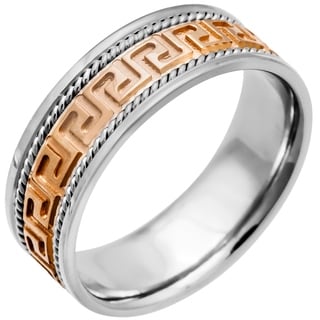 14k Two-tone Gold Men's Comfort-fit Handmade Wedding Band-Image