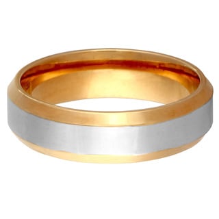 14k Two-tone Gold Men's Comfort-fit High Polished Wedding Band-Image