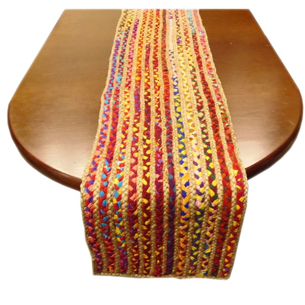 Celebration Handwoven Reversible Jute and Cotton Multi Chindi Braided