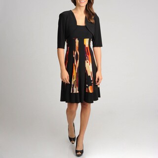 R & M Richards Women's Petite Abstract Print Dress and Jacket Set
