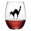 Halloween Black Cat Stemless Wine Glasses (Set of 4)