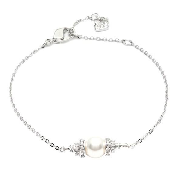 Swarovski Silvertone Crystal and Faux Pearl Perpetual Bracelet