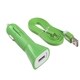 Insten 2-in-1 Green Micro USB Car Charger with USB-interface Noodle Cable Cord