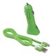 Insten 2-in-1 Green Micro USB Car Charger with USB-interface Noodle Cable Cord