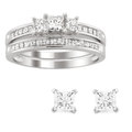 14k Gold 1ct TDW Diamond Bridal Ring Set with Bonus Earrings (H-I, I1-I2)