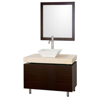 (_ _ ) Malibu Single Espresso 36-inch Bathroom Vanity with Mirror