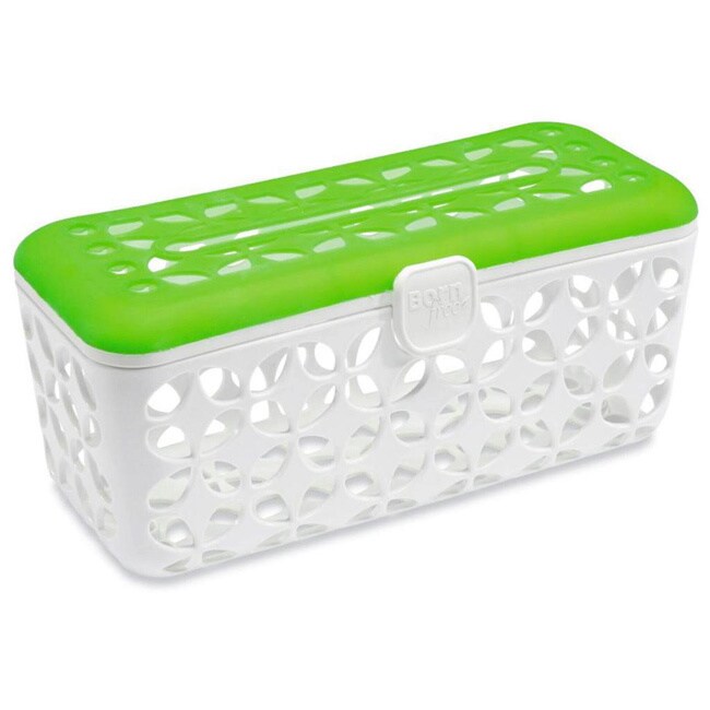 Born Free Quick Load Dishwasher Basket (Green/ whiteDimensions 9.1 inches long x 4.6 inches wide x 4.4 inches highAmount held Holds six bottles and componentsCare Instruction Wash with soap and water. Top rack dishwasher safe. )