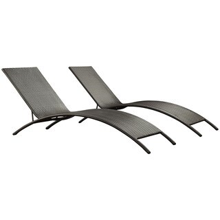 Jaunt Outdoor Wicker Rattan Chaise Lounge Chairs (Set of 2)