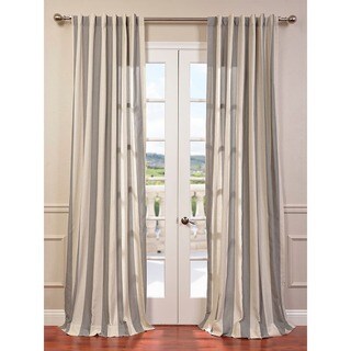 Bermuda Grey Linen Blend Stripe Curtain Panel