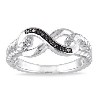 Miadora Sterling Silver Black Diamond Infinity Ring