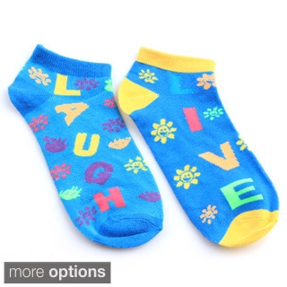 All Mixed Up Ladies' "Live Love Laugh" 6-Pair Pack Of Anklet Socks-Image