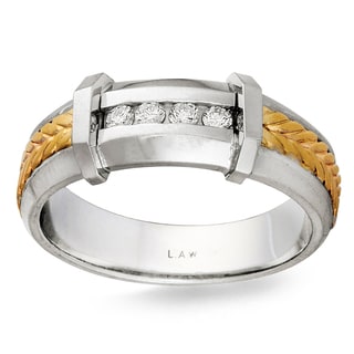 14k Two-tone Gold 1/8ct TDW Men's Braided Comfort Fit Diamond Wedding Band (G-H, SI1-SI2)-Image