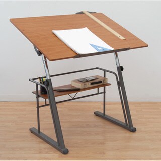 Zenith Pewter/ Teak Drafting Table