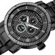 Akribos XXIV Men's Pave Dial Multifunction Black Stainless Steel Bracelet Watch