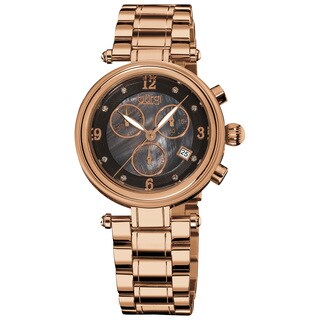 Burgi Women's Mother of Pearl Dial Chronograph Stainless Steel Bracelet Watch