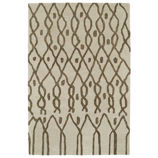 Buy Online Hand-tufted Utopia Fringe Brown Wool Rug (9'6 x 13'6)