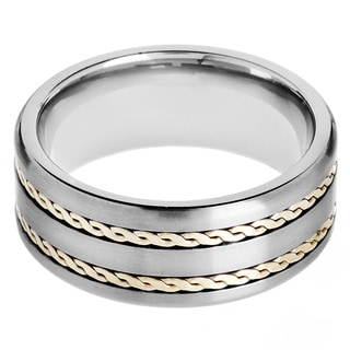 Click to Enlarge for Men's Crucible Two-tone Titanium Rope Inlay Comfort-fit Ring Men's Crucible Two-tone Titanium Rope Inlay Comfort-fit Ring-Image