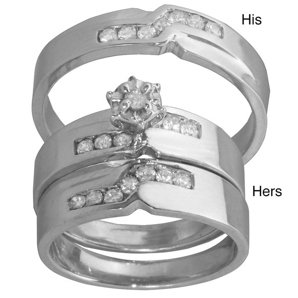 ... 14k-White-Gold-1-2ct-TDW-Diamond-His-and-Hers-Wedding-Ring-Set-G-H-SI1