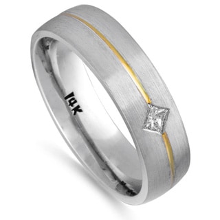 14k Two-tone Gold 1/10ct TDW Comfort Fit Diamond Wedding Band (G-H, SI1-SI2)-Image