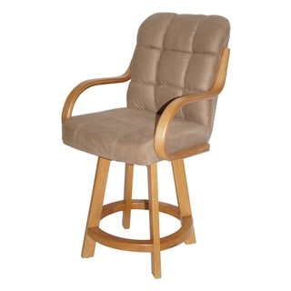 Casual Cushion Seat and Wood Base 24-inch High 360-degree Swivel Stool