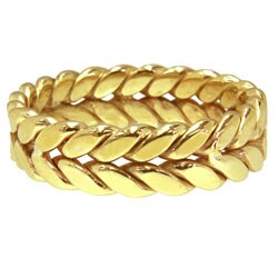 14k Yellow Gold Women's Comfort Fit Handmade Rope Wedding Band-Image