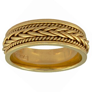 14k Yellow Gold Women's Satin Comfort Fit Handmade Wedding Band-Image