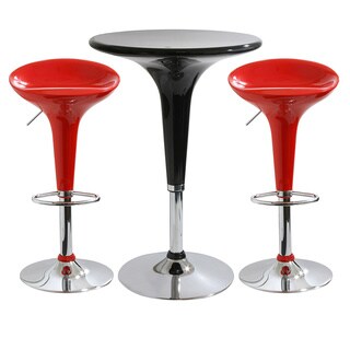 AmeriHome Red/ Black 3-piece Modern Adjustable Height Bar Set