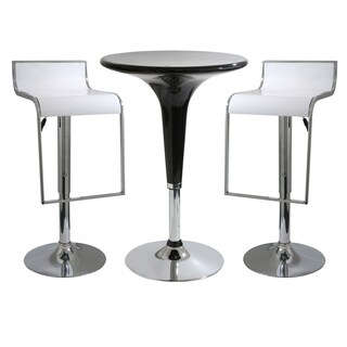 AmeriHome White/ Black 3-piece Modern Adjustable-height Bar Set