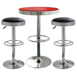 AmeriHome Red/ Black 3-piece Soda Fountain Style Bar Set