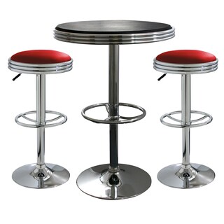 AmeriHome Black/ Red 3-piece Soda Fountain Style Bar Set