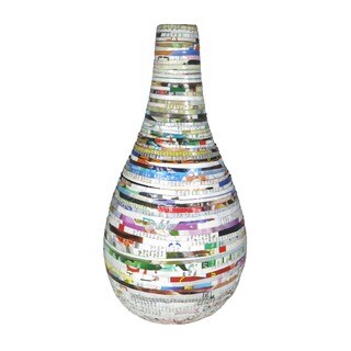 Handcrafted Recycled Magazine Paper Decorative Teardrop Vase (Vietnam)
