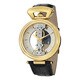 Stuhrling Original Men's Emperor Spire Mechanical Skeleton Leather Strap Watch with Goldtone Hands