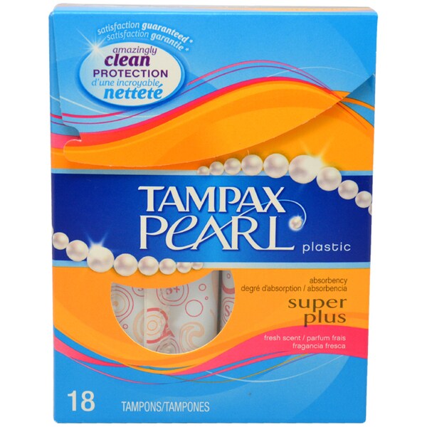 Tampax Pearl Super Plus Fresh Scent Plastic Tampons (18 Count