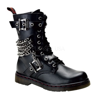 Demonia Men's 'Disorder-204' Black Chains and Straps Combat Boots