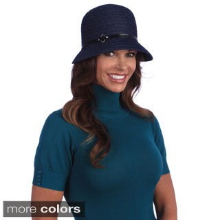 Swan Women's Year Round Navy Blue Denim Ribbon Packable Hat-Image