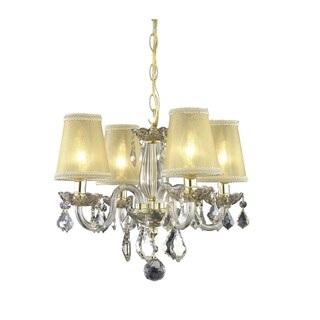Rococo 4-Light Golden Shadow Crystal Chandelier with Shades