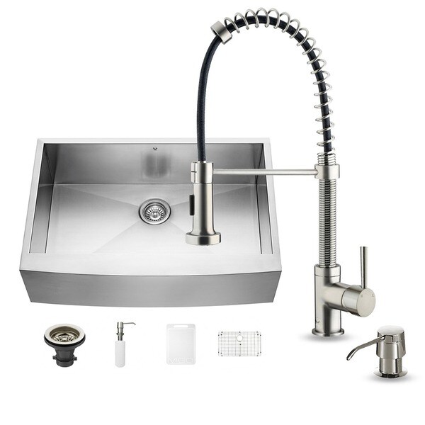 Vigo All-in-one 33-inch Farmhouse Stainless Steel Kitchen Sink and ...
