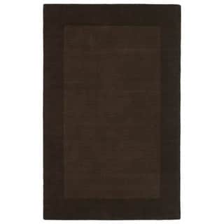 (^ ^)// Borders Hand-Tufted Brown Wool Rug (9'6 x 13'0)