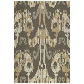 Hot Deal Seaside Brown Ikat Indoor/ Outdoor Rug (10' x 14')
