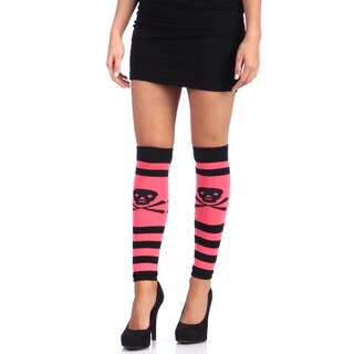 Hustler Lingerie Striped Pink/Black Skull Print Leg Warmer (Set of 2)-Image