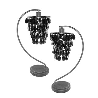 Set of 2 Black Drop Chandelier Table Lamps