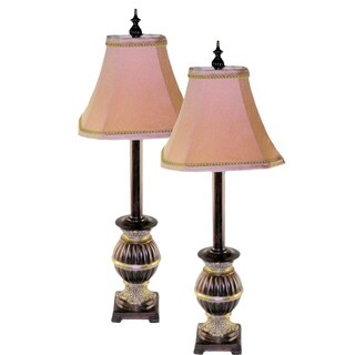 Set of 2 Gold Trim Buffet Lamps